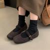 Fashion Fashion Square Toe Fleece Flet Ballet Flats Woman Winter Warm Wool Mary Jane Shoes Ladies Brand Design Elegant Plush Loafers