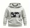 Funny Aesthetic Black‑and‑White Gang Cat Photo Graphic Kids Hoodie Loose Oversized Pullover Boys Girls Casual White Sweatshirt