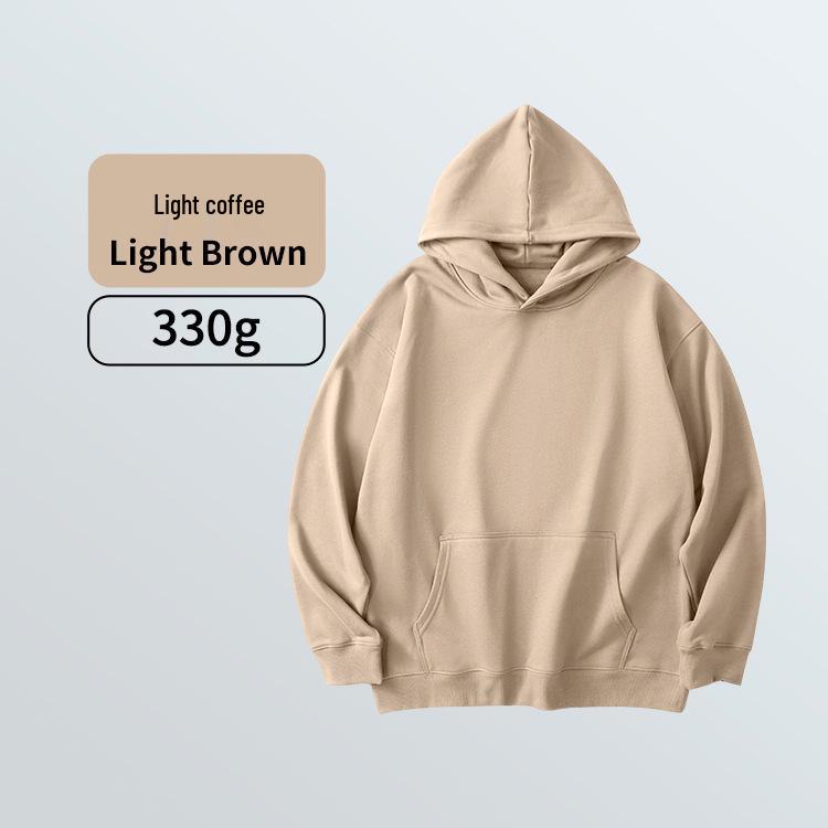 Men's 330g Heavyweight Round Neck Hoodie - Skin-Friendly, Antibacterial, Soft, Versatile, and Casual Sports Top