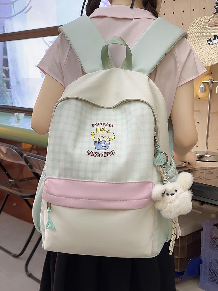 Extra Large Japanese Style Plaid Backpack for Middle & High School Students