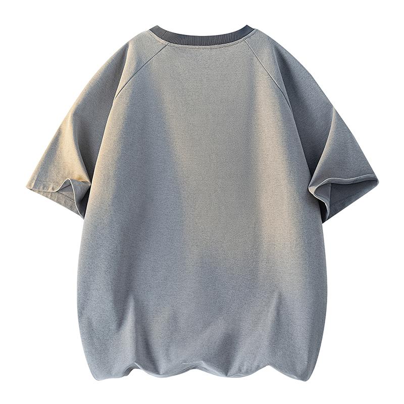 Ice Silk Breathable Three-quarter Sleeve T-shirt Men's Summer Loose Casual Contrast Color Round Neck Sports Top