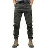 Spring Fall Men Cargo Pants Drawstring Waist Multi Pockets Ankle-banded Solid Color Sport Trousers Daily Wear Outdoor Training Exercise Trousers