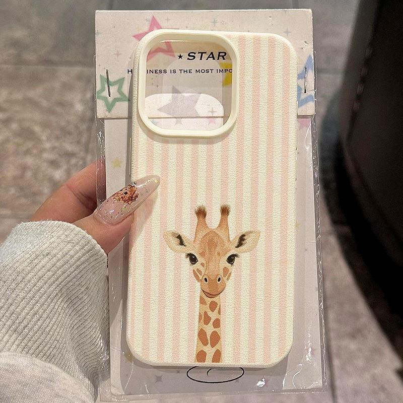 

Cute Pink Striped Giraffe Pattern Phone Case For iPhone 17 16 Pro Max 16 15 14 Plus 13 12 11 Pro Max 17Air X XR XS Soft Cover iPhone XR