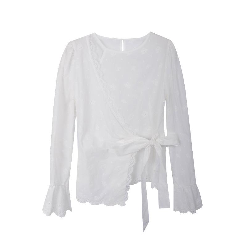 

Aixili 2025 Весна Французская вышивка Крест-Накрест Кружевной Женский Тонкий Топ 13386 Small