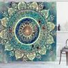 Bohemian 3D Shower Curtain, Indian Mandala Flower Green Blue Chic Color Modern Pattern Bathroom Fabric Home Decor Shower Curtain