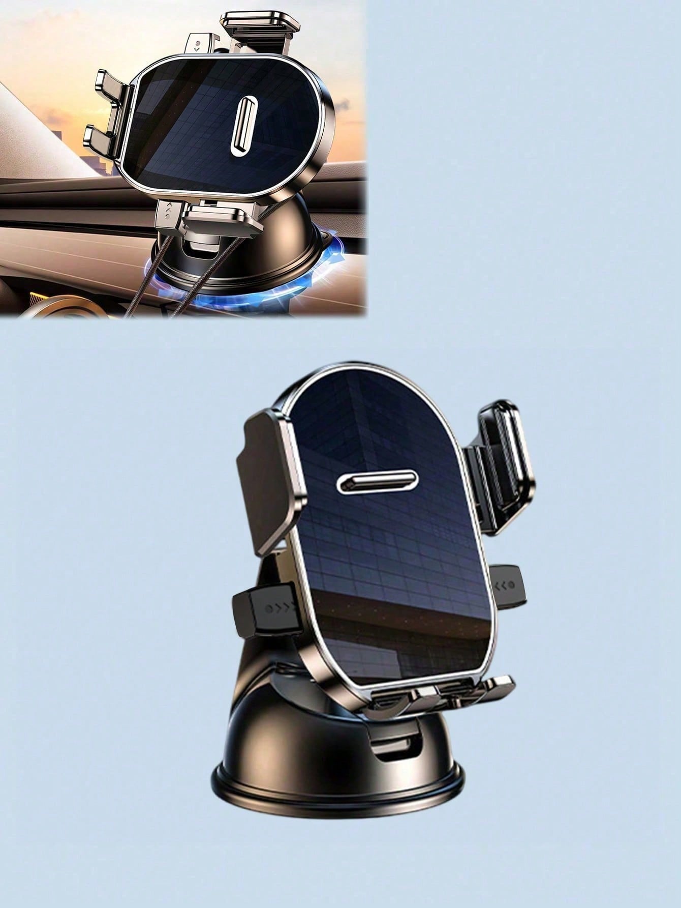 360° Rotating Dashboard Car Phone Holder - Suction Cup Base, Auto Lock, Shockproof, Universal Navigation Mount