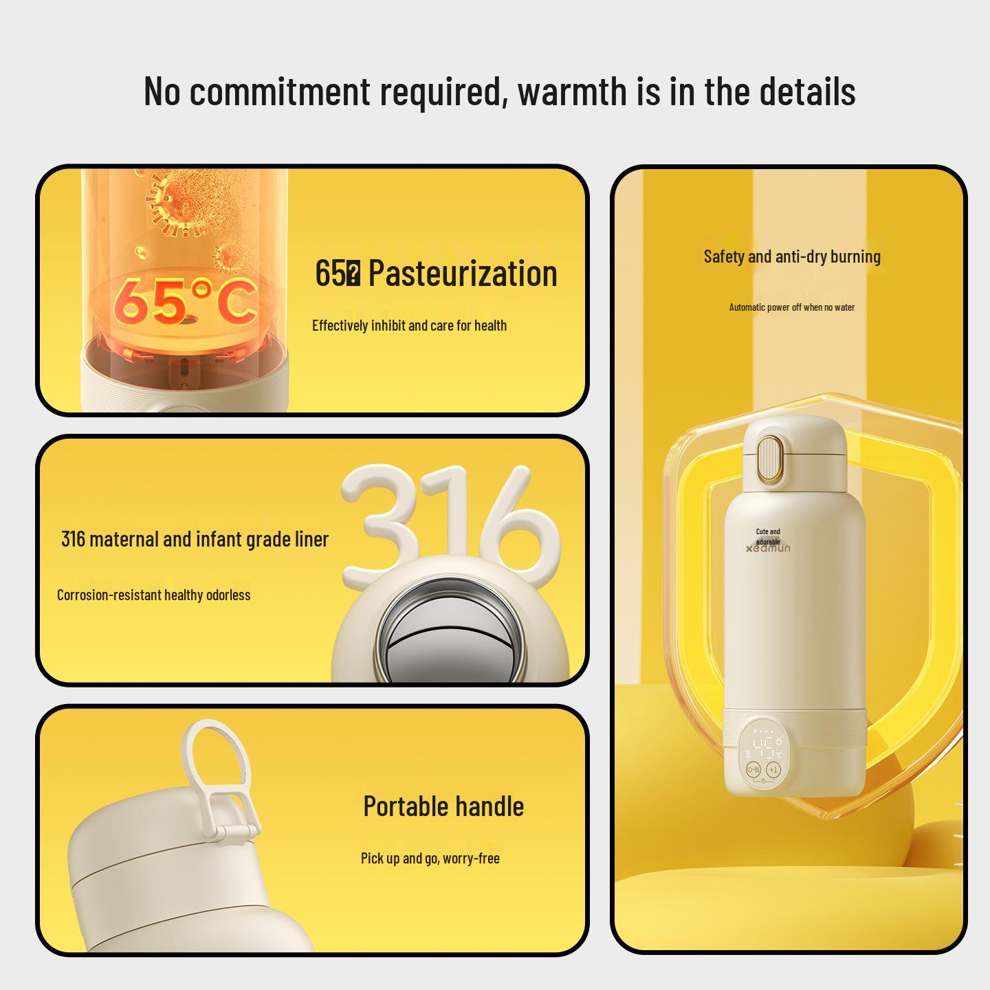 Portable Baby Cup: Wireless Insulated, Thermostatic for Formula, Heats Water, Boils, Temp Control, Small Electric Dispenser