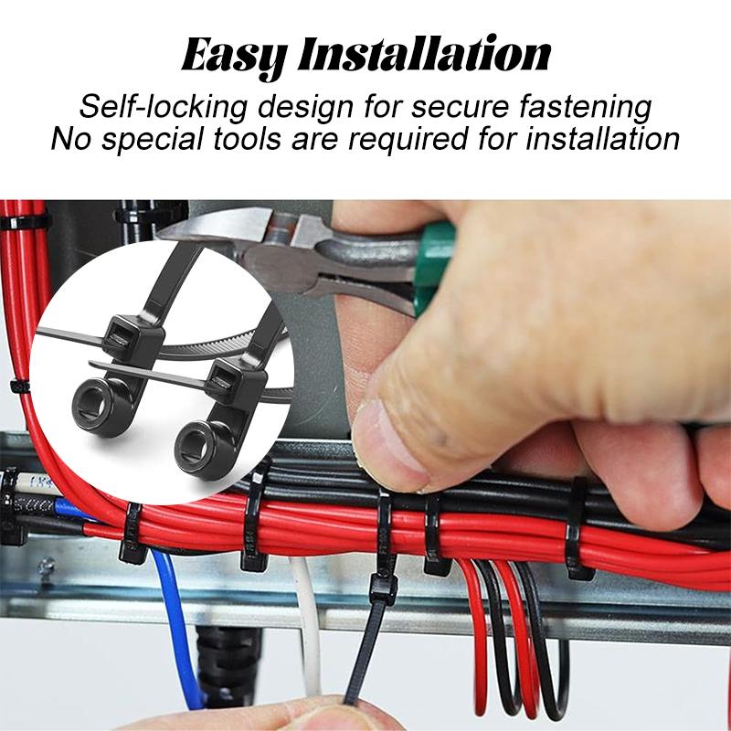 100PCS/SET Screw Hole Nylon Cable Ties Multipurpose Heavy Duty Self-locking Cord Ties Organizer Adjustable DIY Fastening Loop
