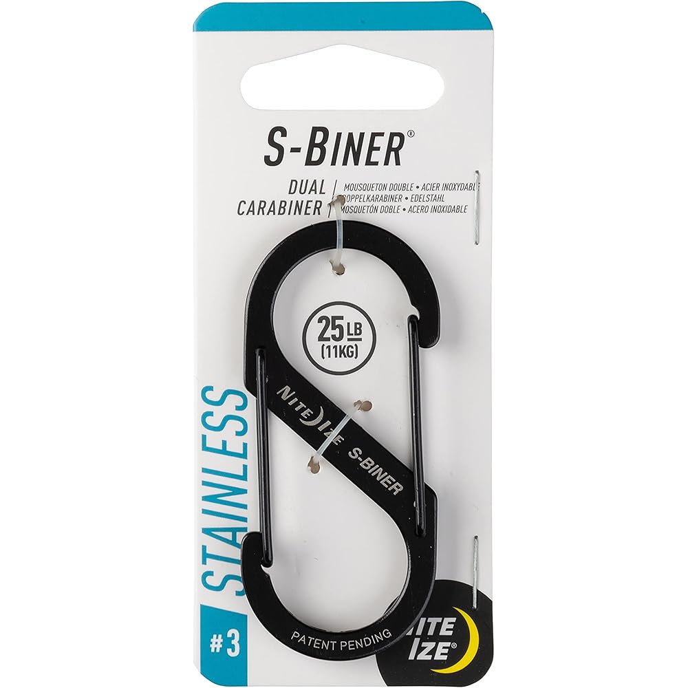 

Night Eyes S-Biner Stainless Steel #3 Black Multi-Use Clip Keychain Tool