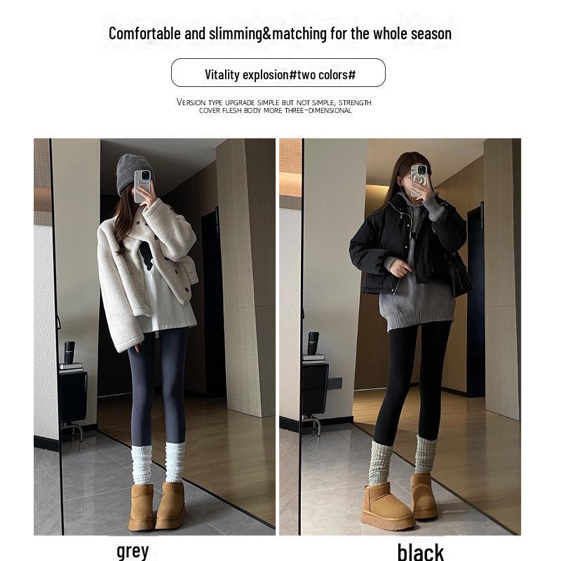 2025 Women's High-Waist Barbie Yoga Shark Pants: Slimming, Tight-Fit Velvet Leggings for Autumn & Winter