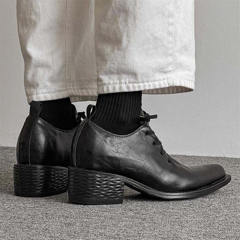 Pointed Leather Shoes Men's 2025 New Business Dress Men's Leather Shoes Casual Breathable Soft Black Sole Soft Surface British