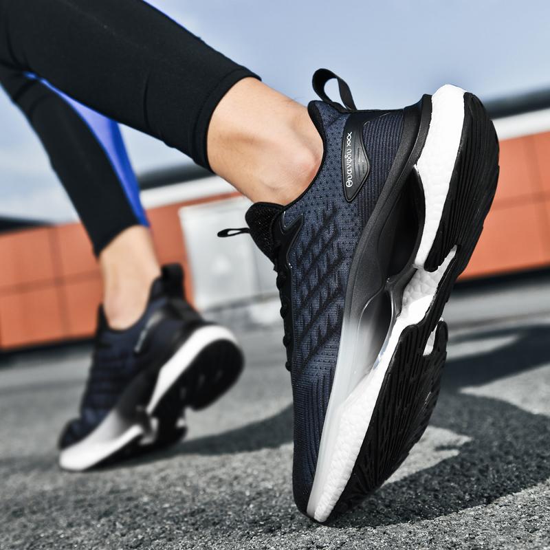Running Shoes Men Lightweight Breathable Anti-Slip Mesh Casual Shoes Men Comfortable Flat Bottom Soft Lace-Up Sports Shoes Men