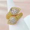 Charm Female White Zircon Stone Finger Engagement Ring Vintage Gold Color Wedding Band Bridal For Women