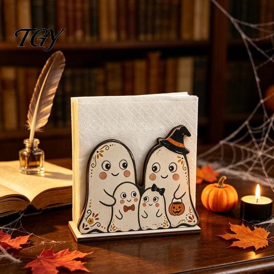 Creative Napkin Holder for Shelves Halloween Wooden Dining Table, Paper Towel Holder, Seasonal Kitchen Table Ornament Freestanding Tissue Dispenser