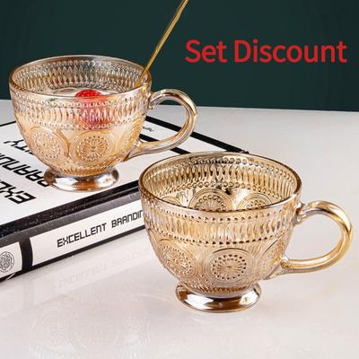 Tazza da caffè in vetro girasole in rilievo stile nordico Tazza da latte Tazza da colazione Grande capacità 1-2 pezzi disponibili