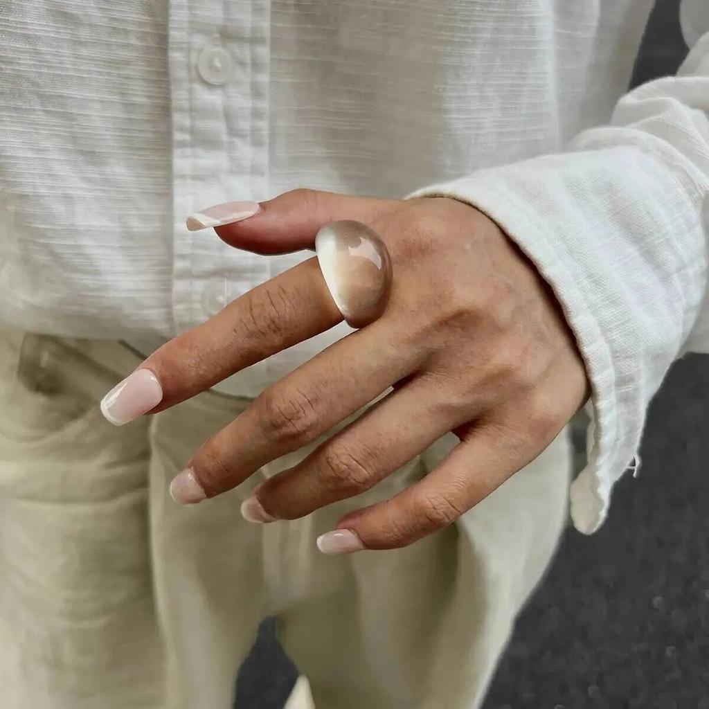 IngeSight.Z Bohemia Transparent Multicolour Resin Ring for Women Punk Exaggerate Geometric Chunky Ring Daily Jewelry Accessories