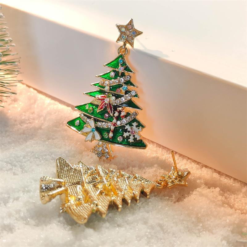 Grüne Tannenbaum Zirkon Kristall Stern Ohrstecker Ohrhänger Für Damen Weihnachtsfeier Schmuck Party Geschenk