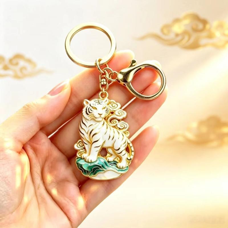 Enamel Luxury Keychain High-End Metal Pendant Bag Charm Blessing Charm
