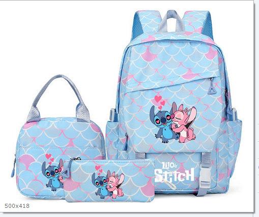 Student Schoolbag Three-Piece Large-Capacity Backpack Lunch Bag Pencil Case Diy