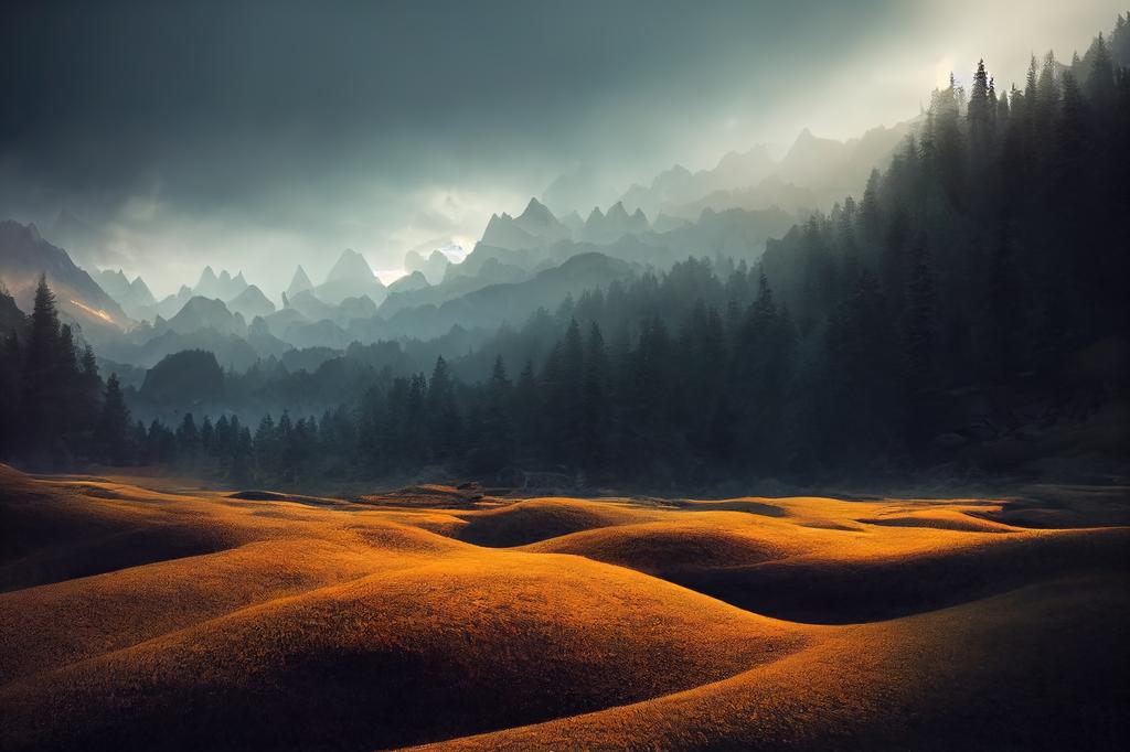 Photomural Breathtaking Nature Mountain Landscape, 3D Washable Fleece 416x290