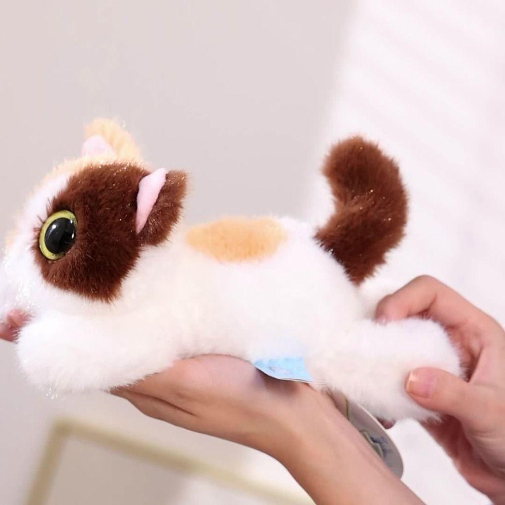 Cute Big Eyes Cat Plush Toy Realistic Texture Siamese Cat  Plush Doll  Birthday Gift