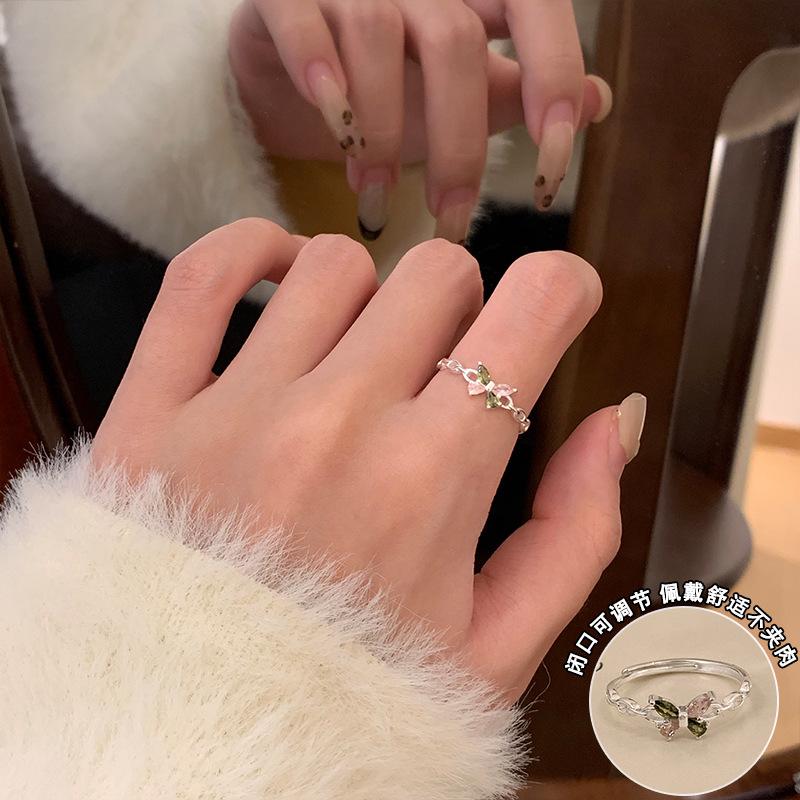 Irregular colored bow butterfly open ring fashion exquisite ring temperament versatile jewelry