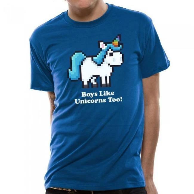 

Mens T-shirt Boys Like Unicorns Too! Blue S