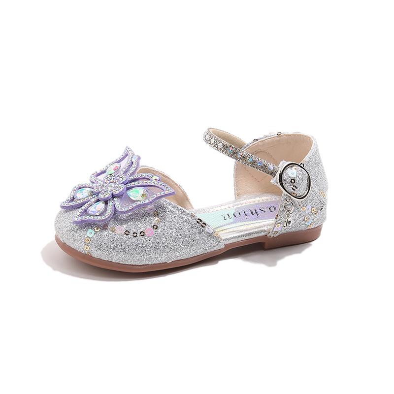 

New Children Princess Shoes for Girls Bowtie Glitter Children Baby Dance Shoes Bling Bling Party Casual Toddler Girl Sandals 25