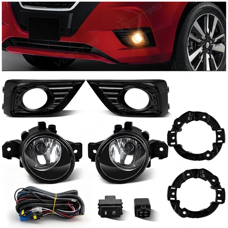 Front Bumper Driving Foglamp Set For Nissan March   Fog Light Assembly With Cover Wire Harness Switch Car Accessories