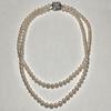 Used [Certificate of authenticity included] Akoya pearl 2 strand necklace pearl silver SILVER stamp 6.5mm pearl necklace