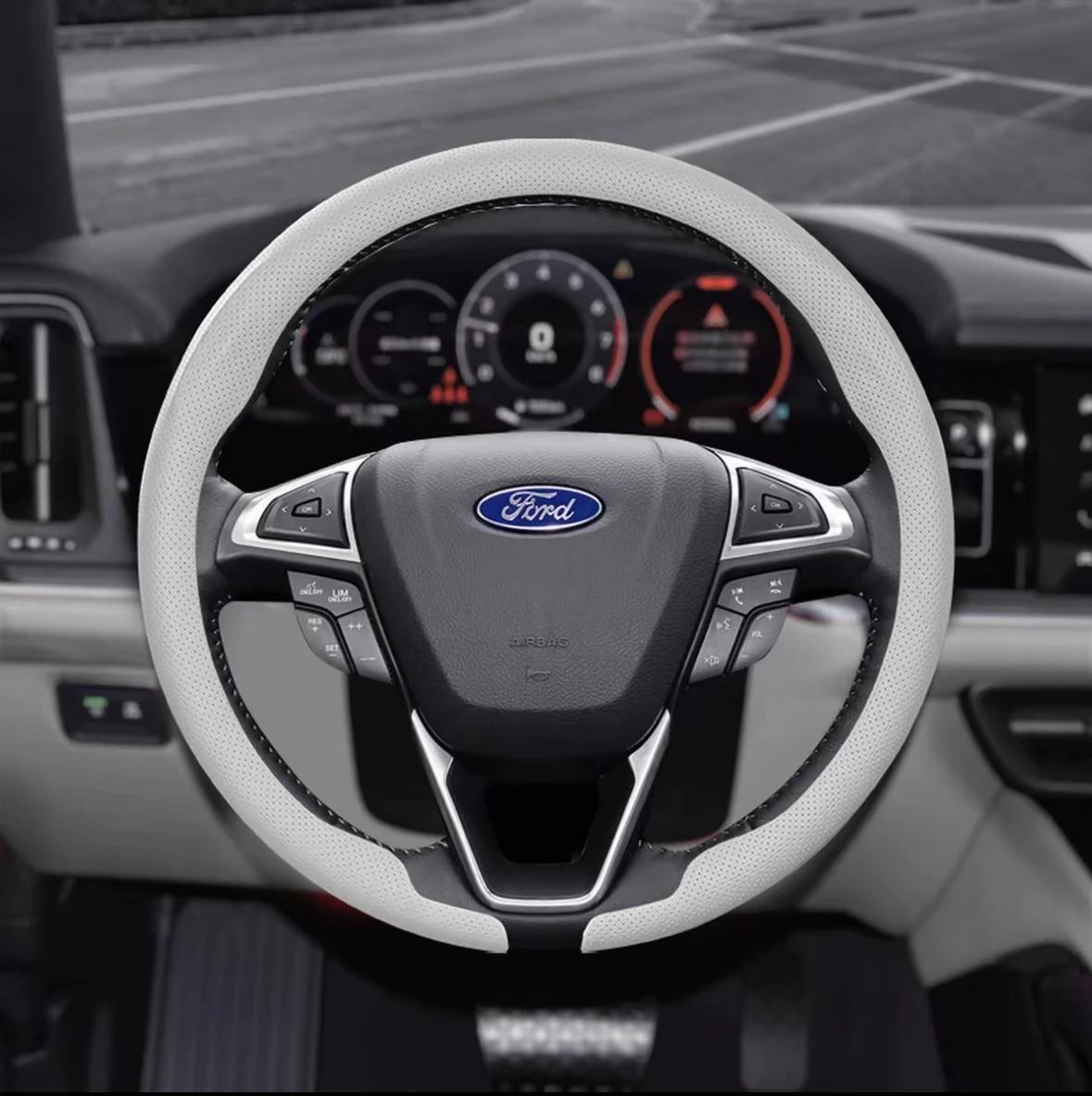 

8D Nappa Leather Car Steering Wheel Cover for Ford Ranger T9 2023 2024 2025 Ultra Thin Auto Steering Wheel Auto Accessories