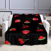 "Fruit Pattern Blanket with Cherries & Watermelon" Patterned flannel blanket perfect for the bedroom living room, sofa, or a little nap