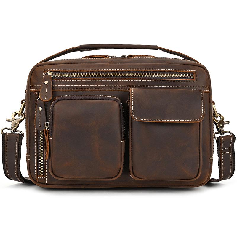 Vintage Fashion Men's Shoulder Bag Genuine Leather Men Sling Bag Cow skin genuine leather crossbody men messenger bag male