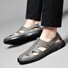 Summer Men Shoes Black Slippers High Quality Men Genuine Leather Casual Shoes Loafers Flip Flops Lightweight Soft Flats Sandals
