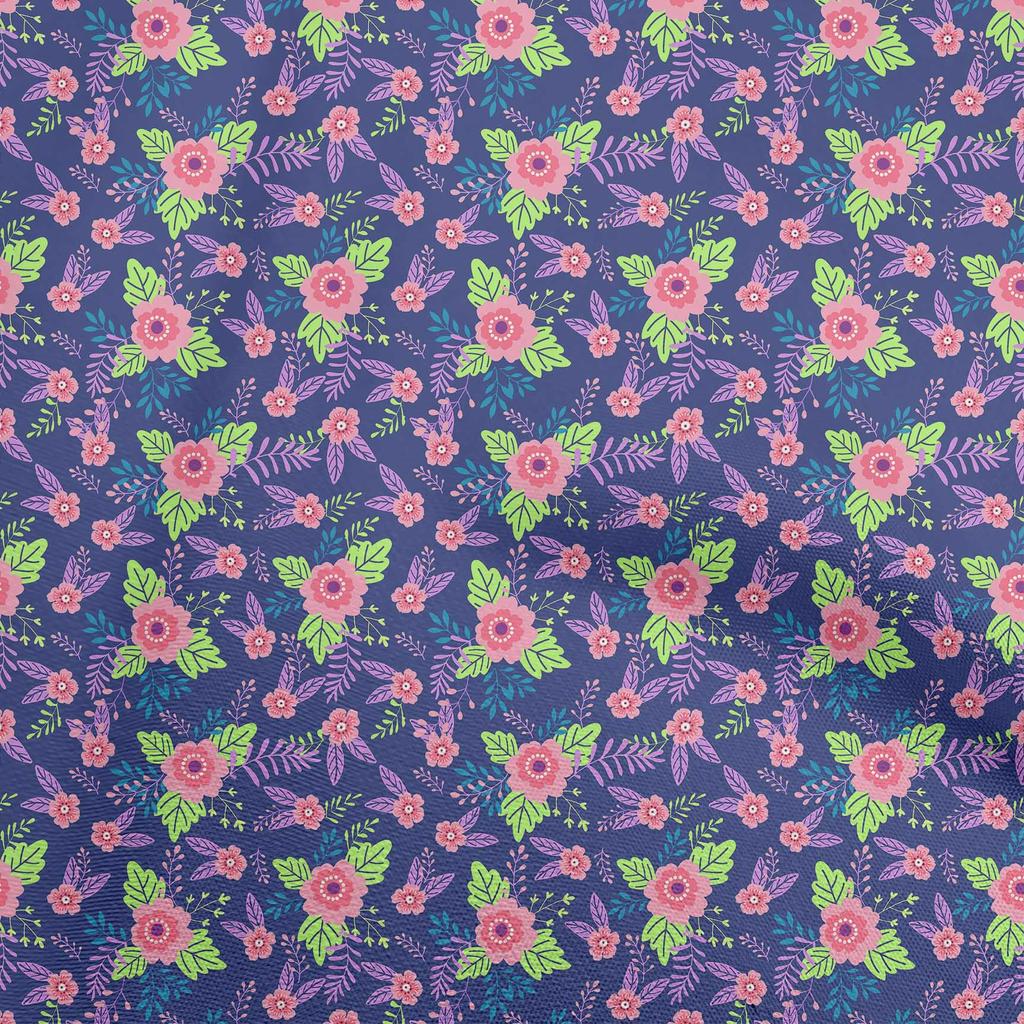 oneOone Cotton Poplin Dark Purple Fabric Kids Floral Quilting Supplies Print Sewing Fabric By The Yard 42 Inch