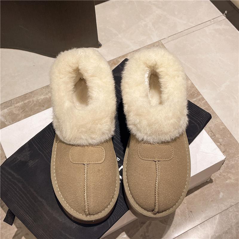 Dicksöhlige Schneestiefel Damen Samtverdickt Warm Winter Damenschuhe 2025 Neu Flauschige Schuhe Brotschuhe Low-Top Baumwollschuhe