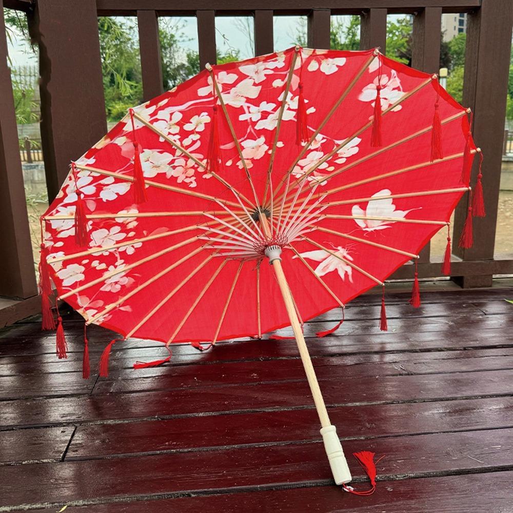 70cm Classical Oil Paper Umbrella Chinese Style Tassel Umbrella Silk Fabric Tassel Umbrella  Girls