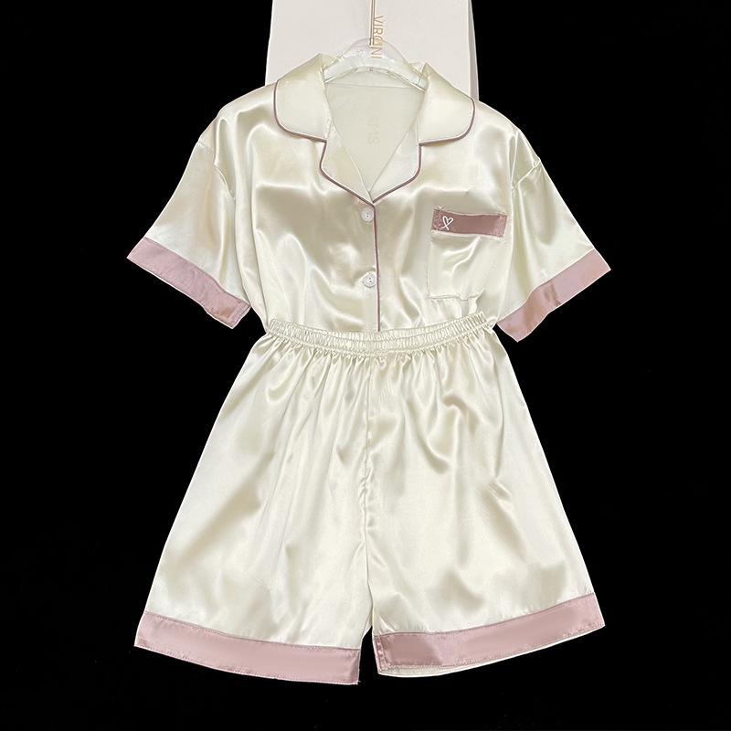 Summer Ice Silk Pajamas for Women: New Style, Sweet & Simple, Short-Sleeved Homewear