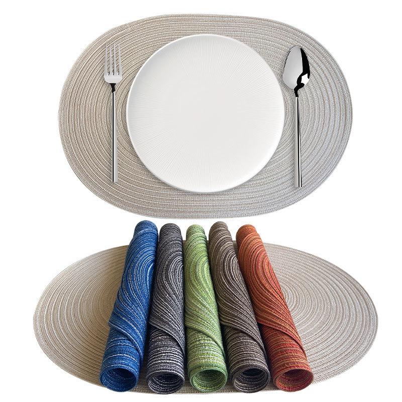 Japanese Ramie Cotton Yarn Oval Placemat: Hand-Woven Decorative Insulation Pot Mat