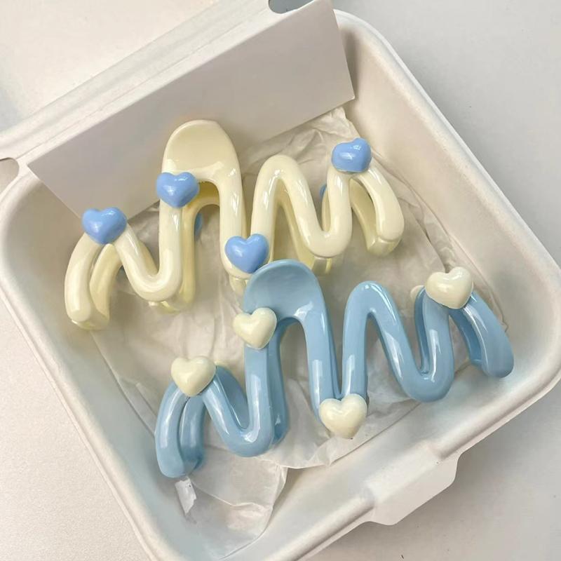 Roztomilá Jednoduchá Srdíčková Vlnitá Spona do Vlasů Sladká Univerzální Velká Spona do Vlasů pro Ženy Dívky Žraločí Spona Vlasové Doplňky Dárky