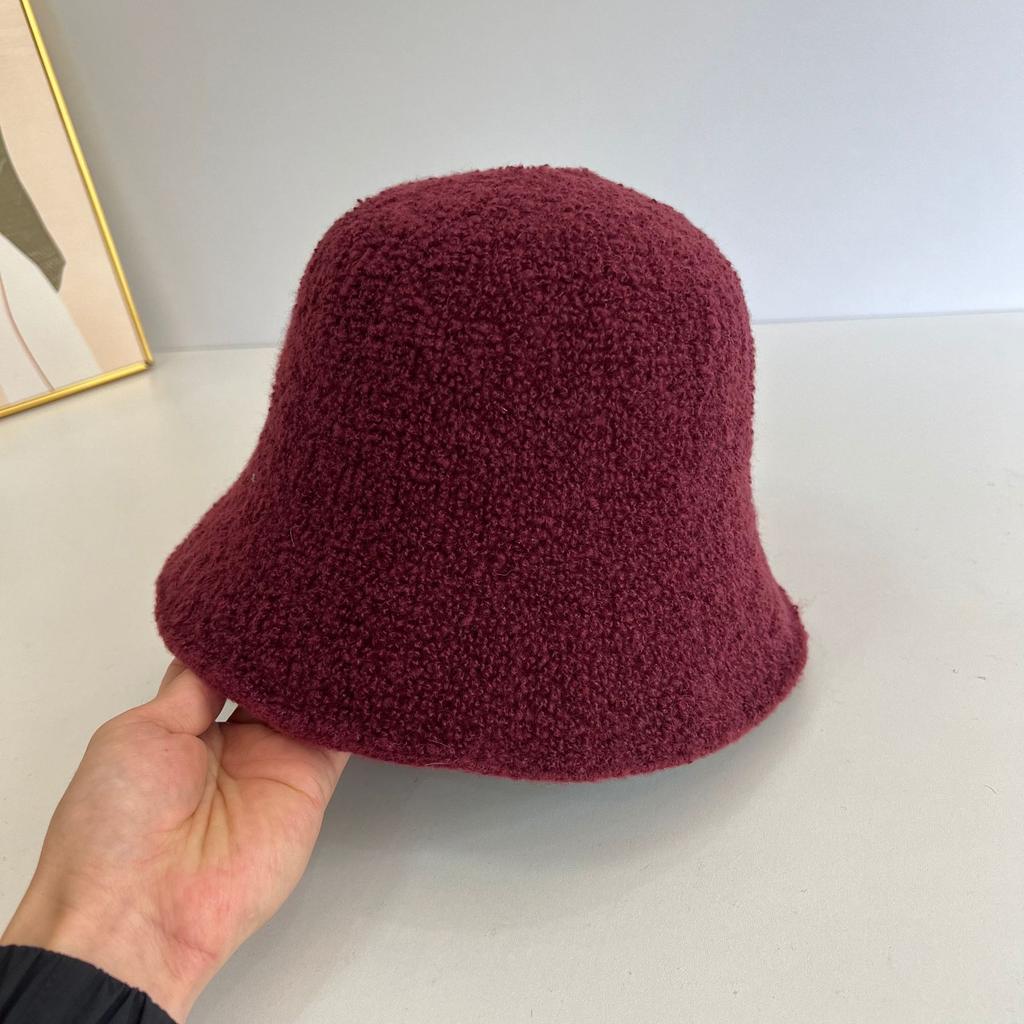 New face granular fleece fisherman's hat children's autumn and winter versatile simple retro bucket hat thermal basin hat