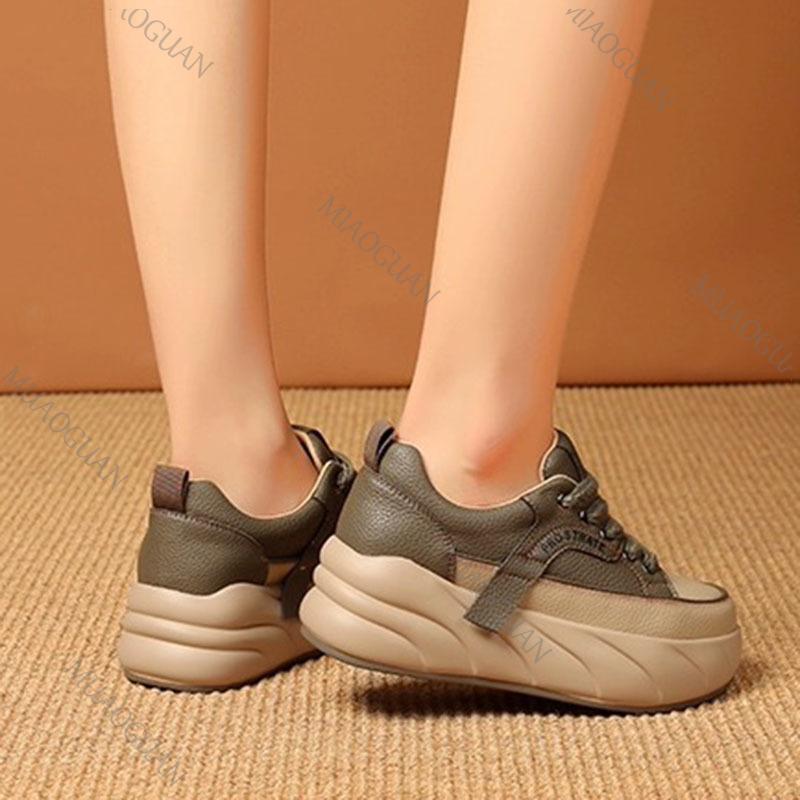 Mode Herfst Dikkere Zool Sportschoenen voor Dames 2025 Mode Platform Verhoging Sneakers Dames Veters Casual Stijl Gevulkaniseerde Schoenen