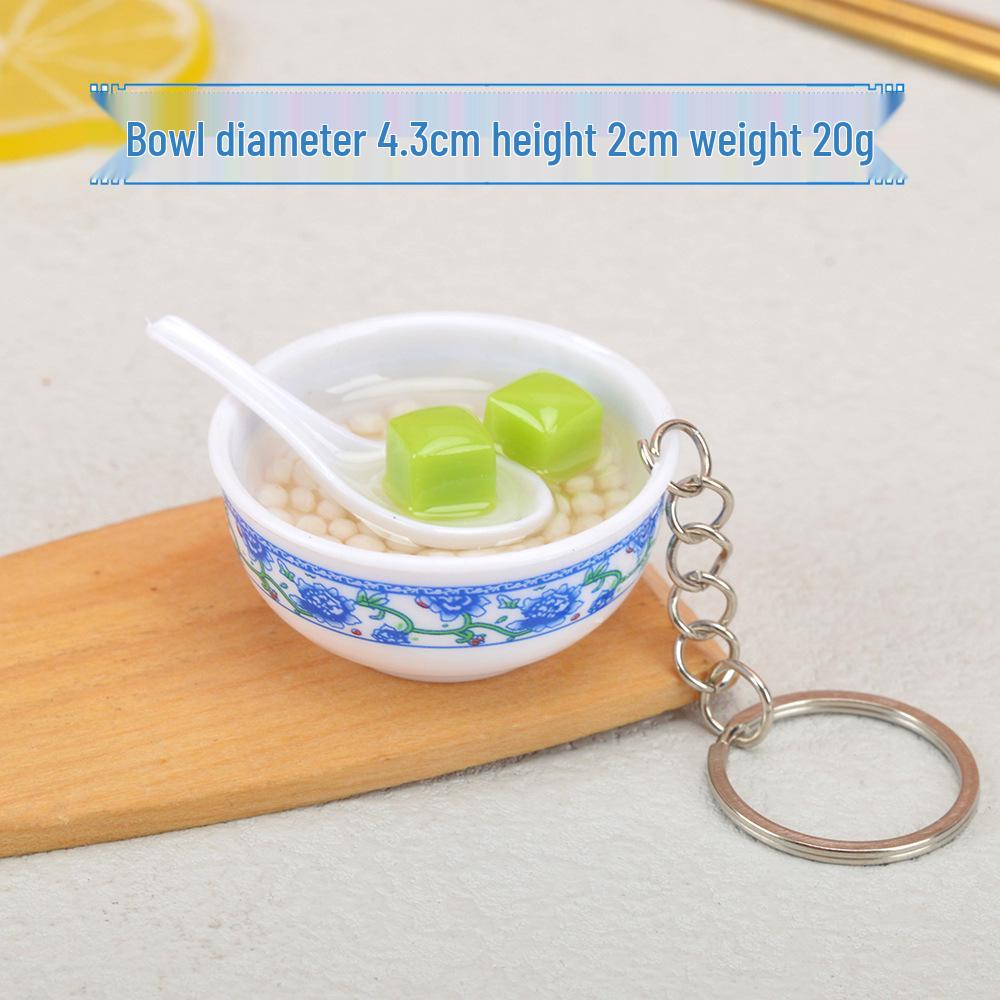Chinese-Style Edible Toy Keychain: 4cm Simulation Food Bowl Pendant Gift