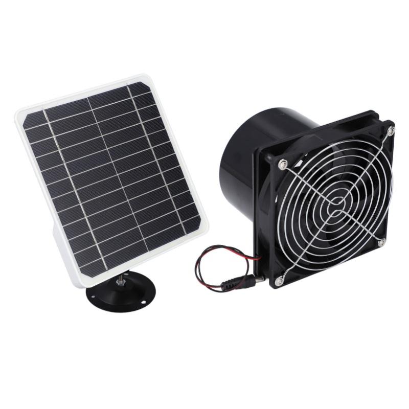 6.5 Inch Solar Powered Exhaust Fan 50W 12V ABS Monocrystalline Silicon Solar Panel Ventilation Fan Kit For Round Pipe Pet House