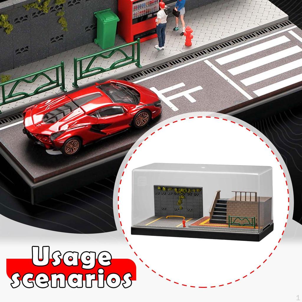1/64 Diecast Model Car Display Case Diorama Layout for Sports Desktop Decor Toy Cars Street