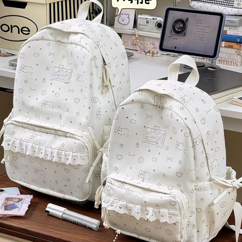 Schoolbag Japanese ins cute cartoon printed schoolbag female high value lace sweet primary school travel backpack
