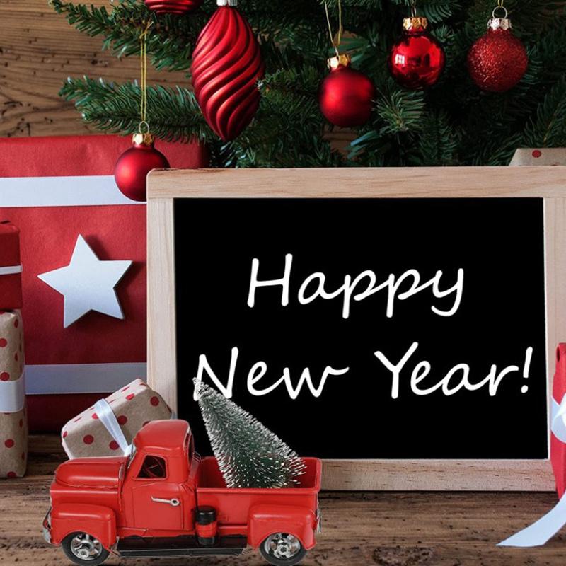 Klassischer roter Weihnachts-LKW-Schmuck (Mit Weihnachtsbaum) - Druckgussmetall Deko & Spielzeug