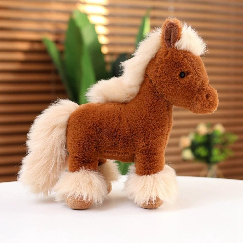 

Chinese Style Horse Plush Toy Simulation Pony Decor New Year Mascot Decor Cultural Display 25cm