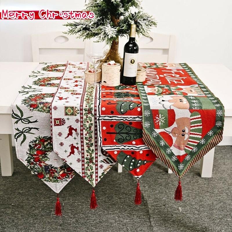 Ghirlanda Triangolo Tovaglia Tovaglia di Natale Tessuto Tovaglia Inverno Tovaglia per Casa Festa Compleanno Decorazione per Tavolo da Pranzo Divano Nuovo