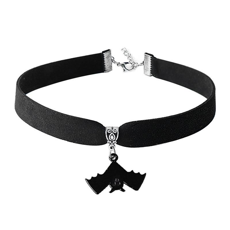 Punk Gothic Skull Cross Necklace With Bat Spider Alloy Pendant For Halloween